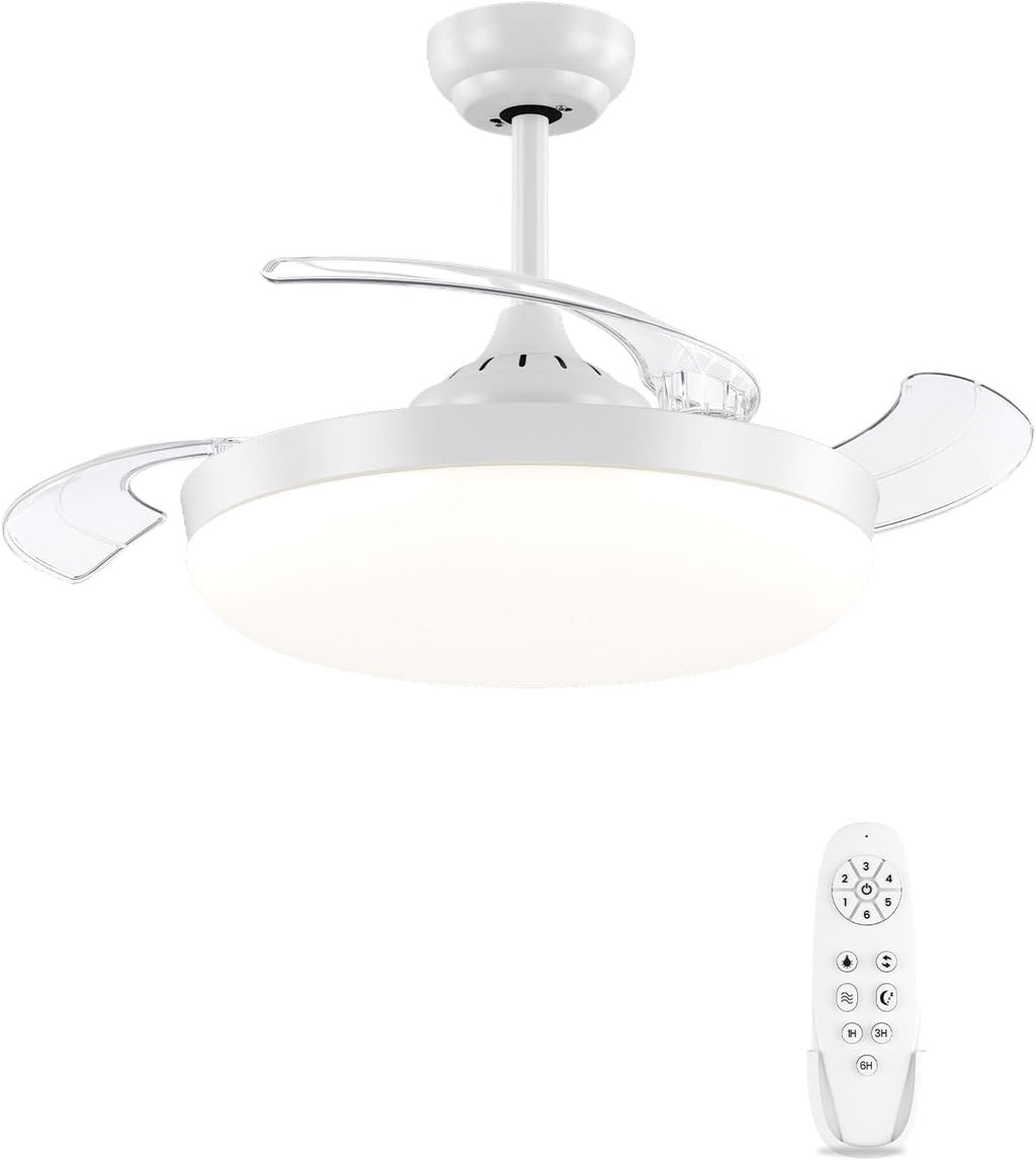 Ventilateur de plafond invisible pales rétractables — LED discret — vue 1