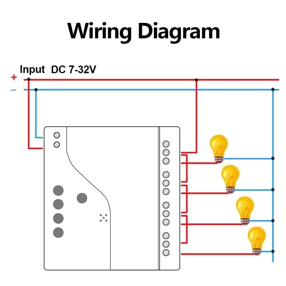 Module relais intelligent WiFi 4 canaux 5V 12V 32V contact sec app