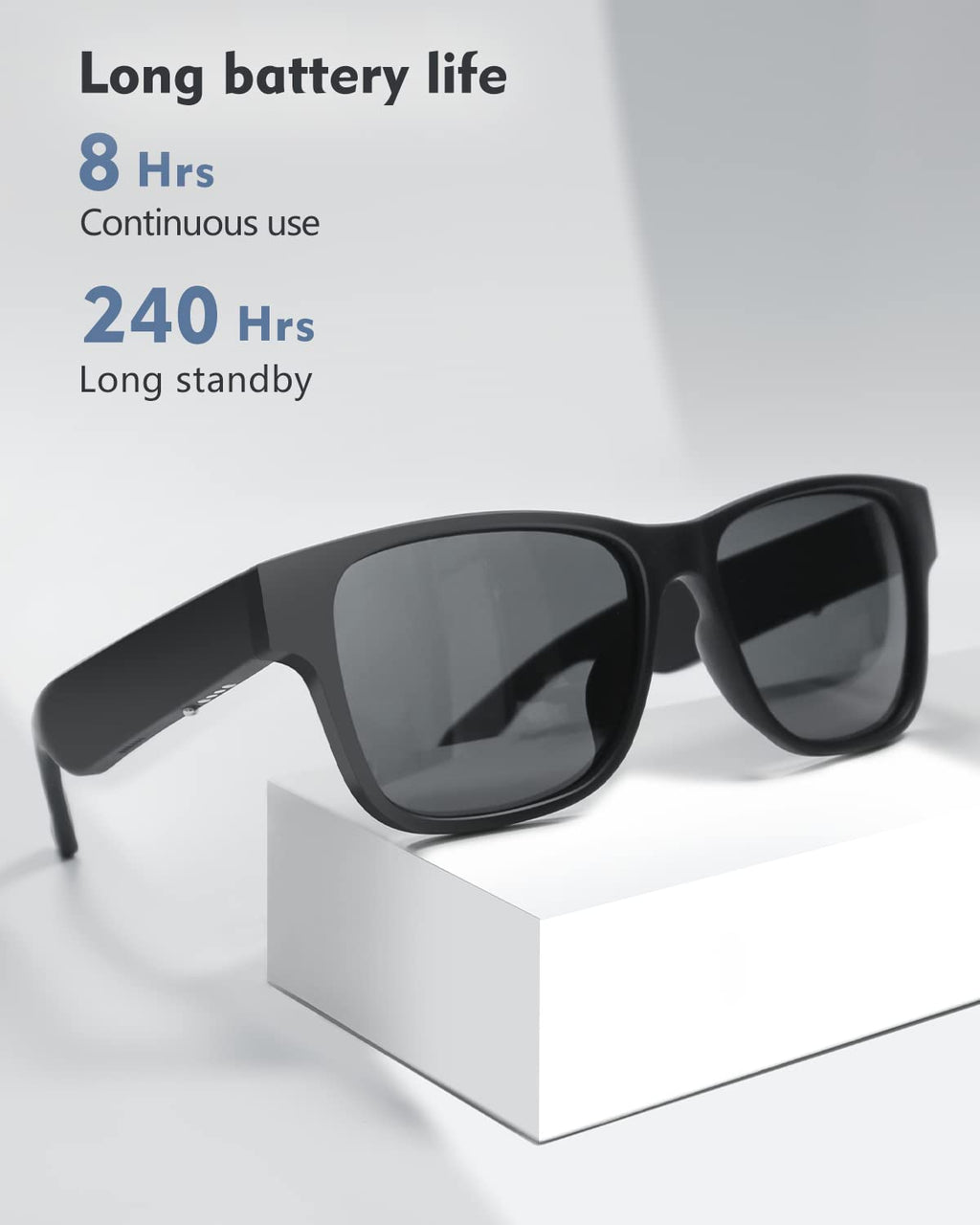 Lunettes audio Bluetooth — haut-parleurs ouverts, appels mains libres, UV400