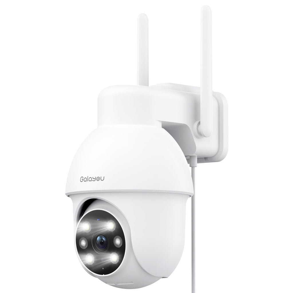 Caméra extérieure WiFi 2K PTZ 360° — vision nocturne couleur, sirène, enregistrement 24/7, IP65