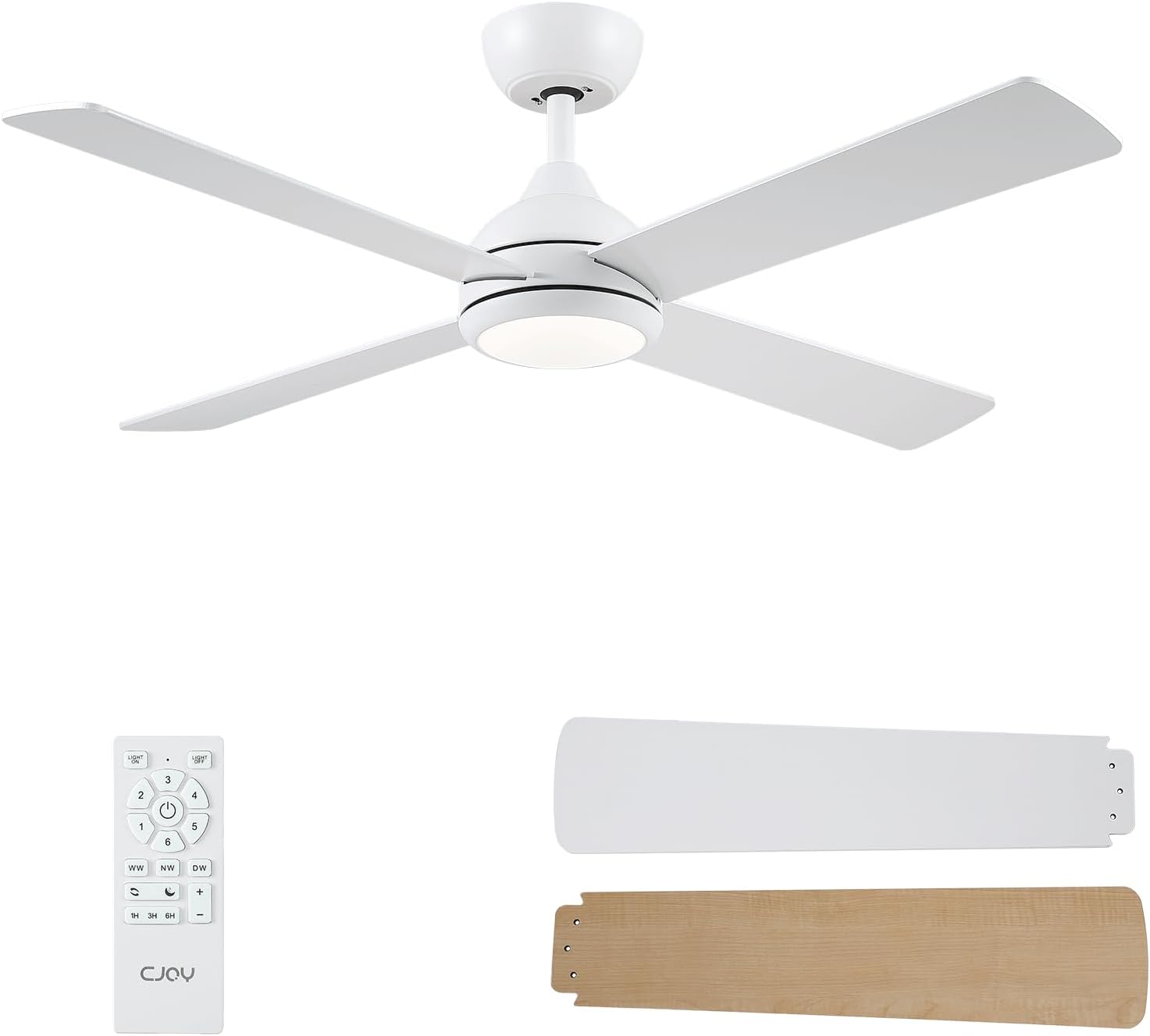 Ventilateur de plafond 122 cm blanc silencieux — LED 6 vitesses — vue 7