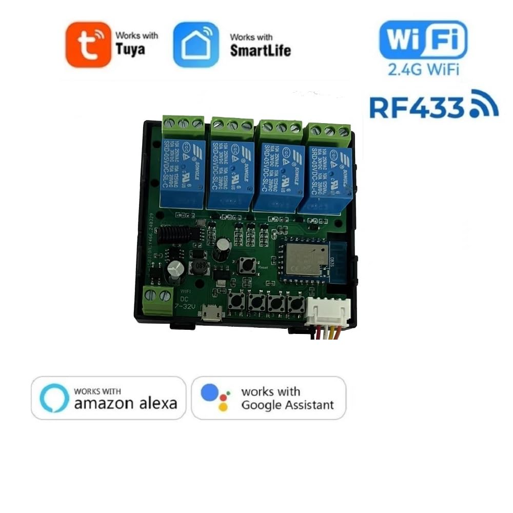 Module relais intelligent WiFi 4 canaux 5V 12V 32V contact sec app