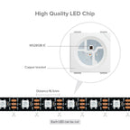 Ruban LED WS2812B adressable 5 m — LED pilotables une à une, DC 5V, effets dynamiques, découpable