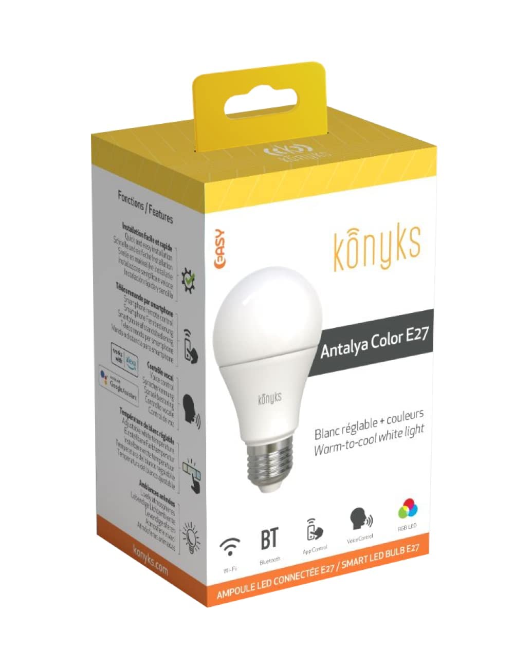 Ampoule connectée WiFi Bluetooth E27 1055 lumens 11W couleurs RGB