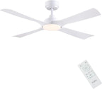 Ventilateur de plafond 122 cm blanc silencieux — LED 6 vitesses — vue 1