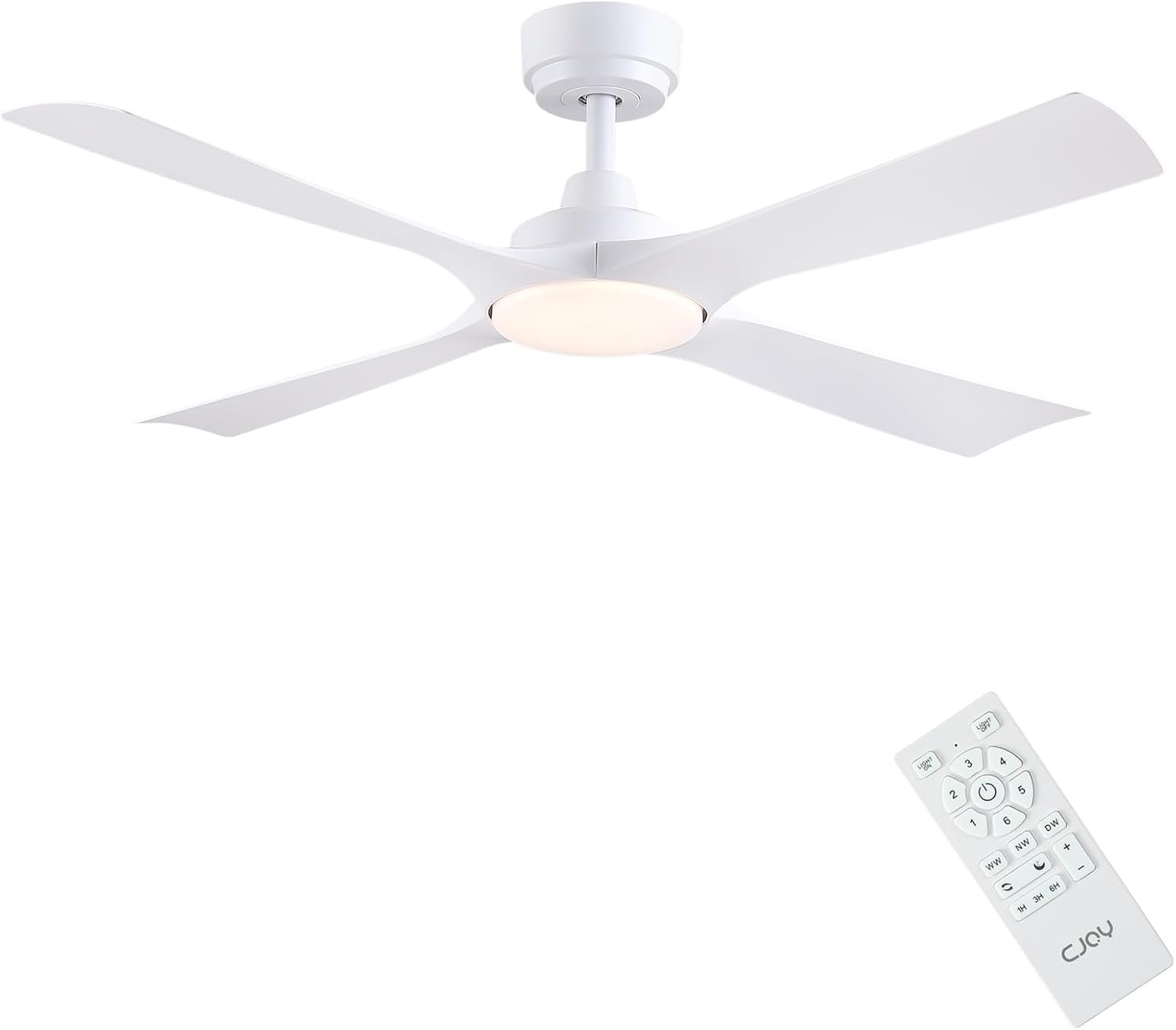 Ventilateur de plafond 122 cm blanc silencieux — LED 6 vitesses — vue 1