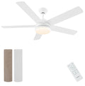 Ventilateur de plafond 152 cm blanc/bois LED — silencieux, 6 vitesses — vue 1