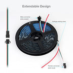 Ruban LED WS2812B adressable 5 m — LED pilotables une à une, DC 5V, effets dynamiques, découpable