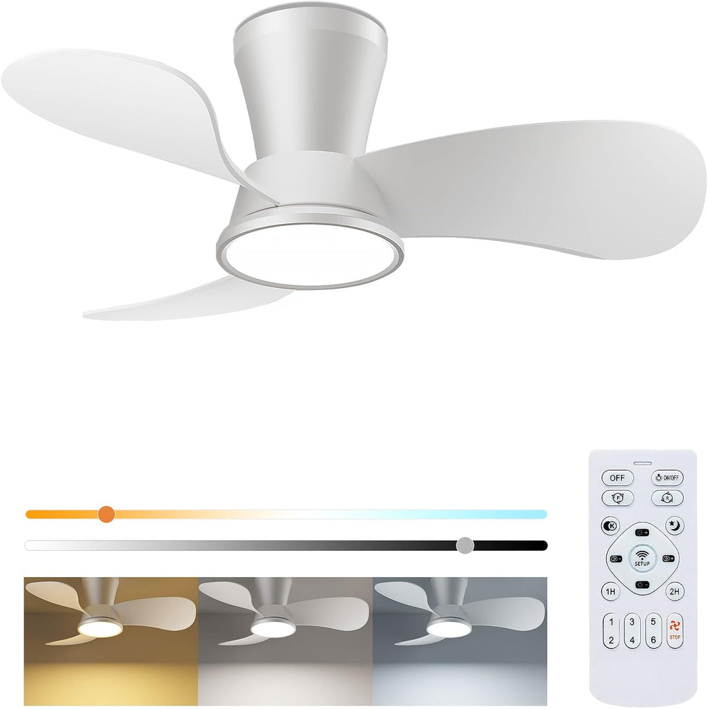 Ventilateur de plafond LED 77 cm télécommande — 2-en-1 lumière & air — vue 1