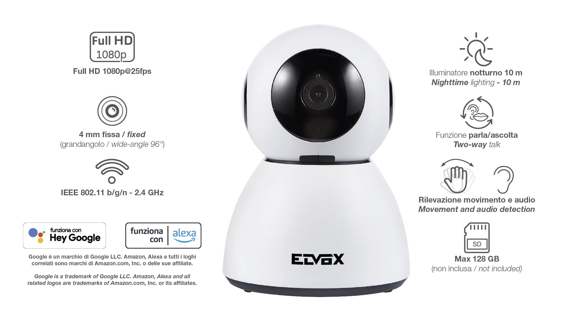 Caméra extérieure IP WiFi 3 MP — audio bidirectionnel, notifications app, carte SD jusqu'à 128 Go
