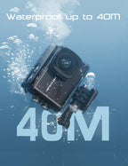 Caméra sport 4K 60fps 48MP — étanche 40 m, stabilisation EIS, grand angle 170°, WiFi + télécommande