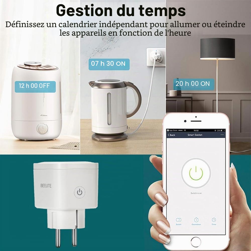 Prise WiFi intelligente app Smart Life Tuya suivi consommation énergie