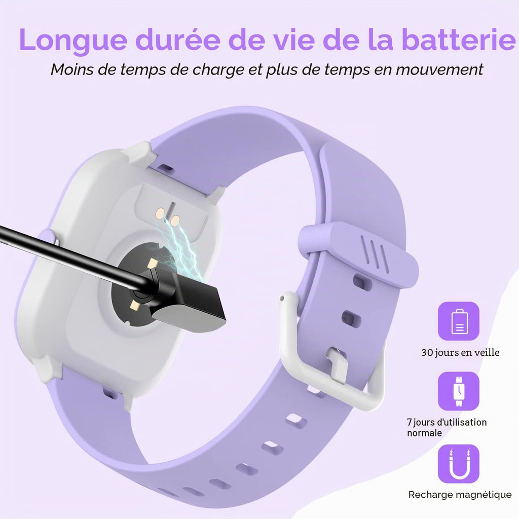 Montre connectée enfant IP68 — 19 modes sport, podomètre, cardio, sommeil