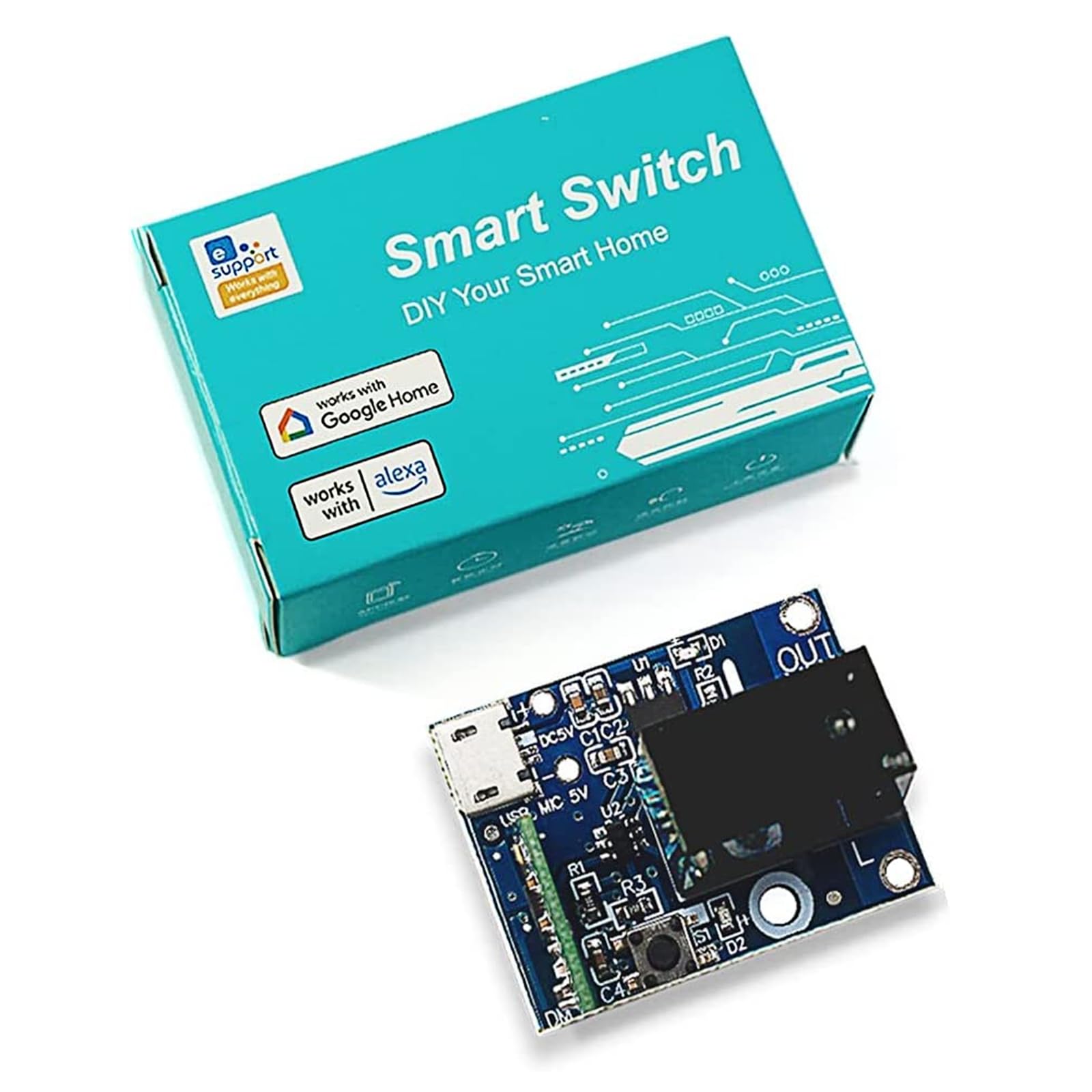 Interrupteur intelligent WiFi 1 canal USB 5V module relais domotique