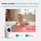 Babyphone caméra vidéo écran 4,3" — PTZ 360°, vision nocturne, audio bidirectionnel, app smartphone