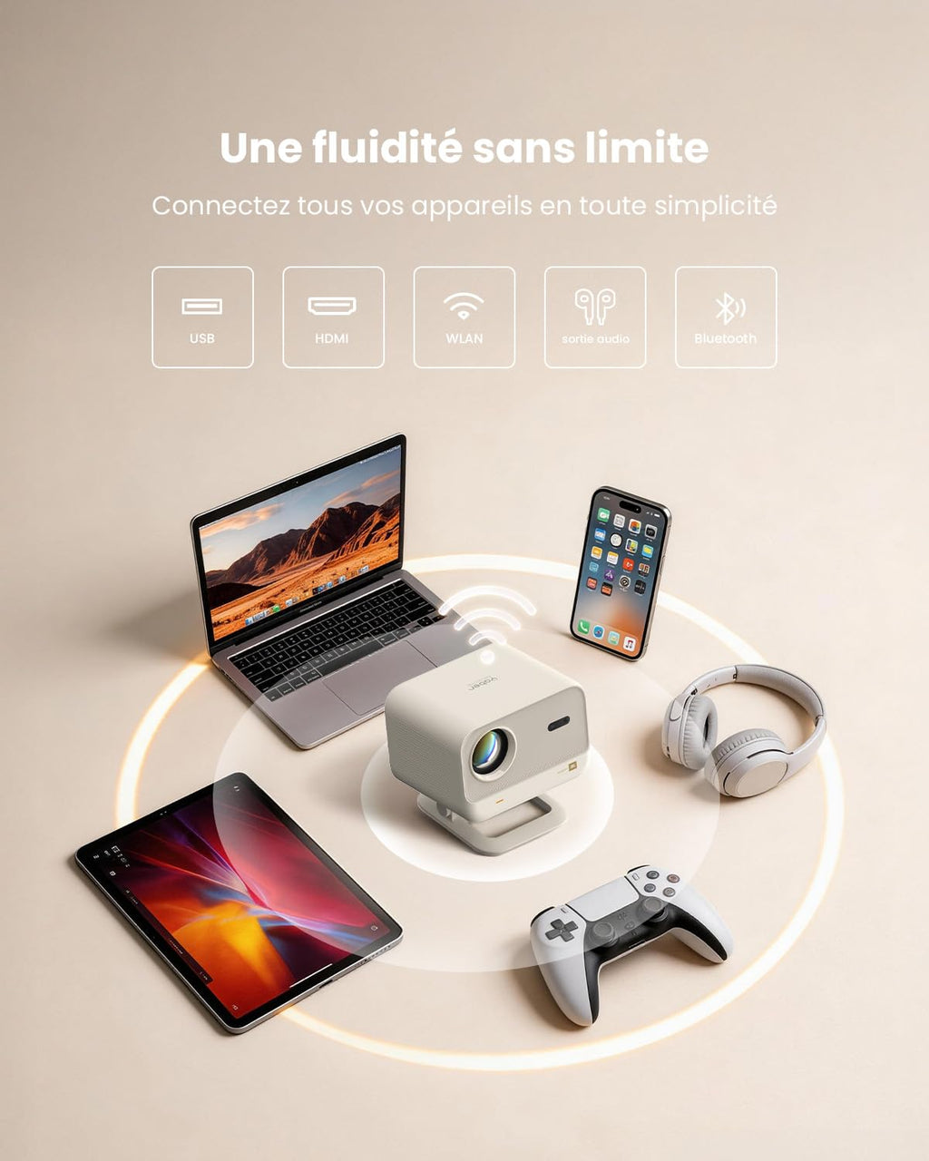 Vidéoprojecteur 4K SGS certifié Netflix JBL Dolby autofocus Yaber L2