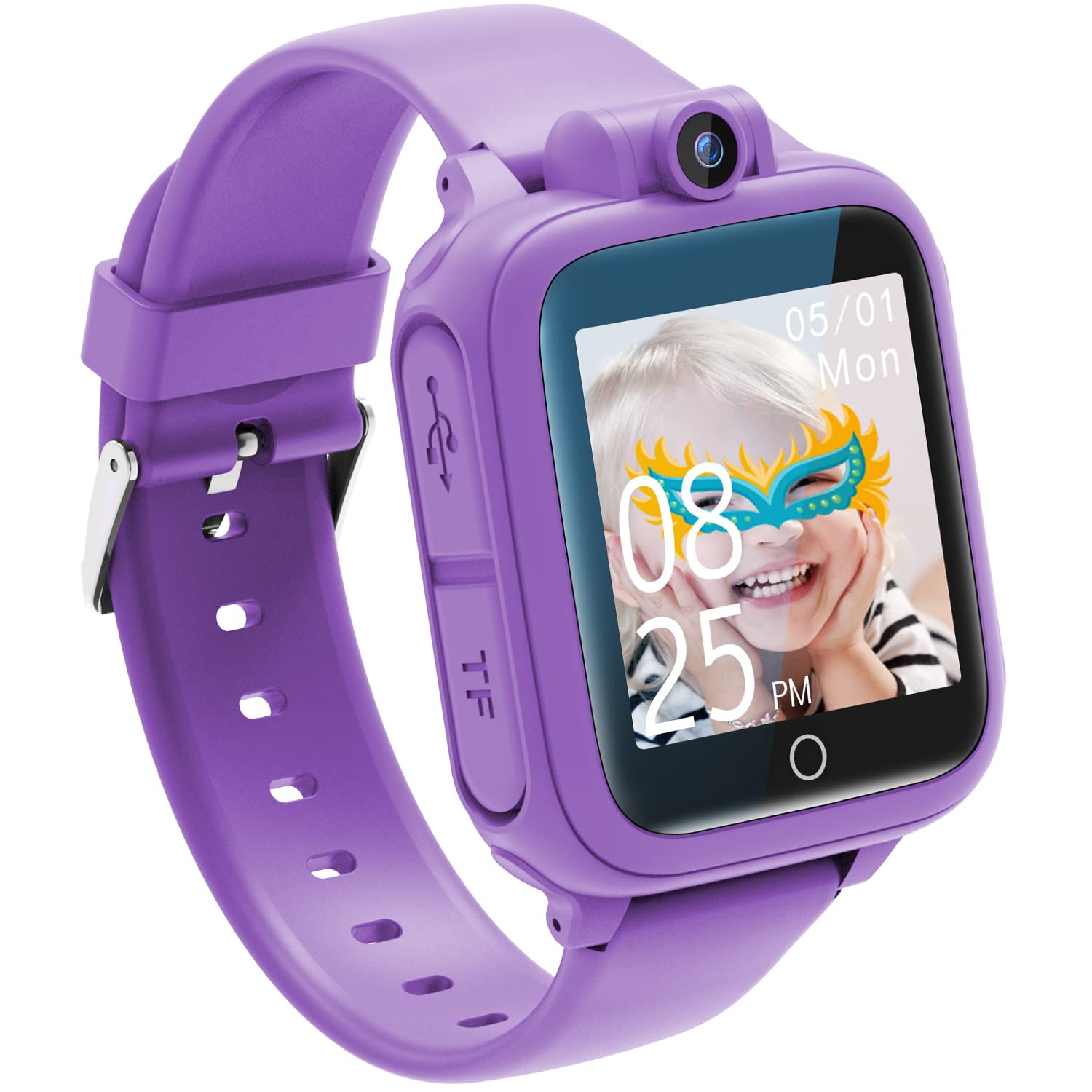Montre connectée enfant jouet — caméra rotative, 14 jeux, mode école (3-12 ans)