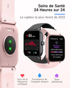 Montre connectée femme 1,8" Alexa intégrée — cardio, sommeil, SpO2, IP68