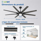 Ventilateur de plafond XXL 183 cm LED — grands espaces jusqu'à 50 m² — vue 7