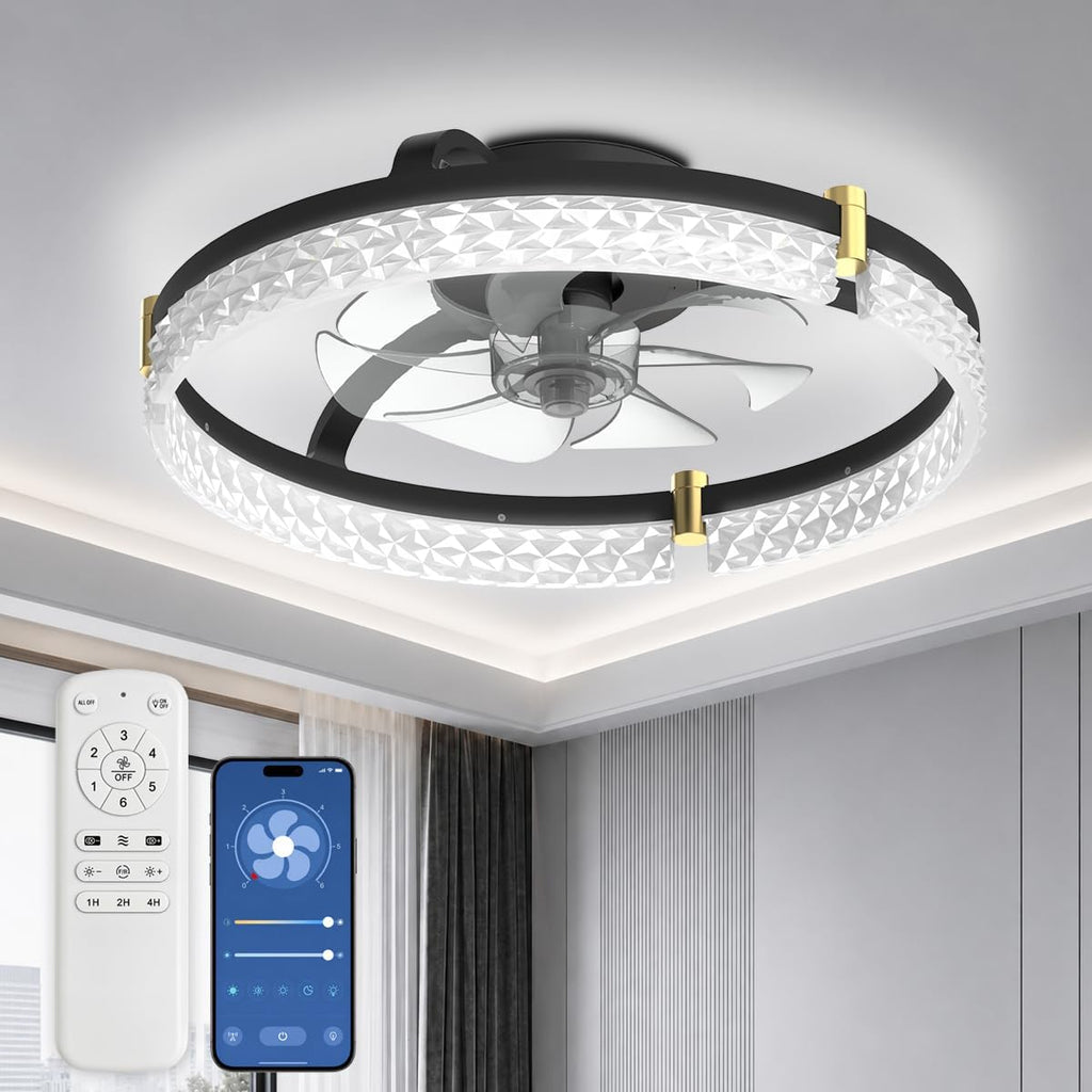 Ventilateur de plafond 48 cm avec lumière LED — petites chambres — vue 1