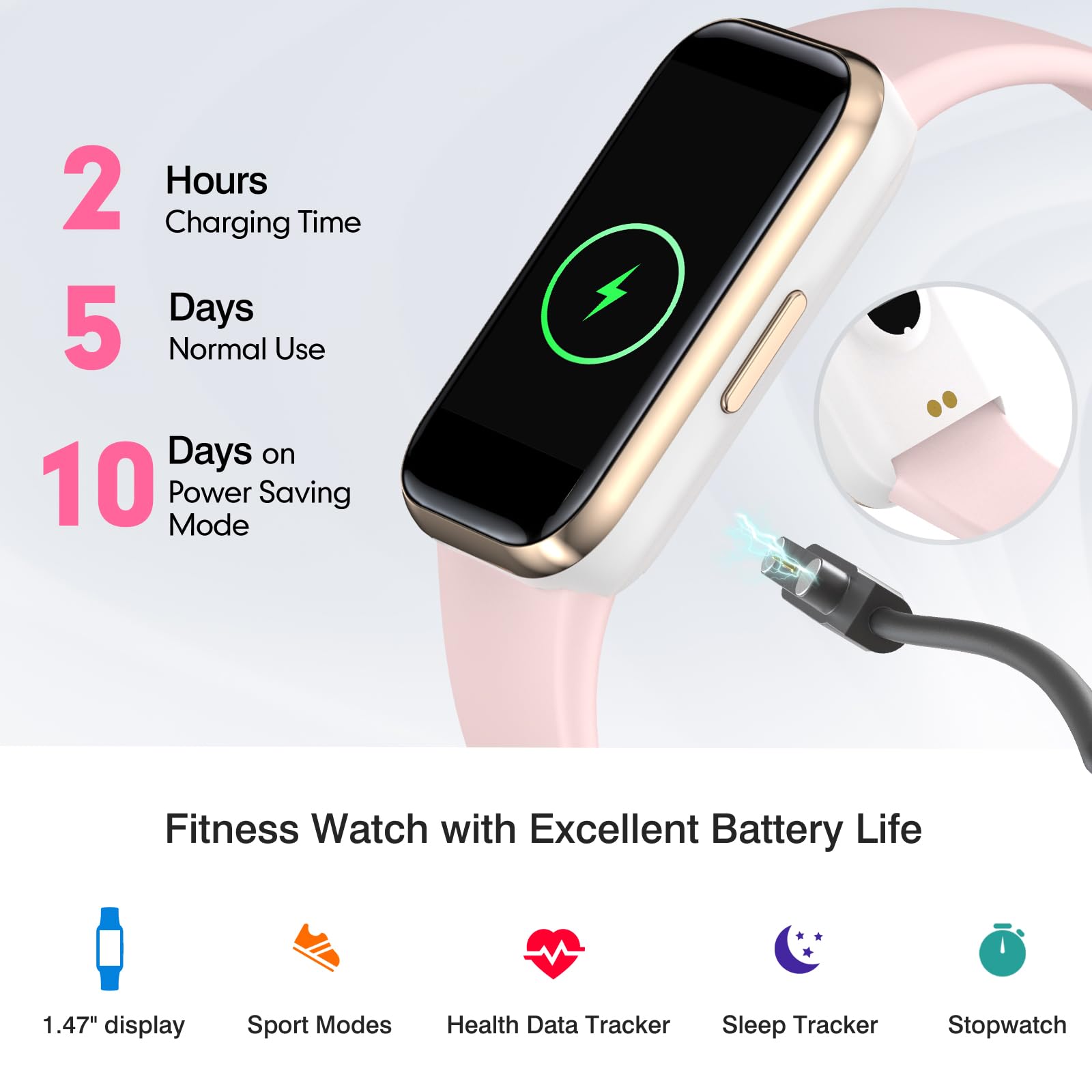 Montre connectée fitness enfant slim — podomètre, cardio, notifications