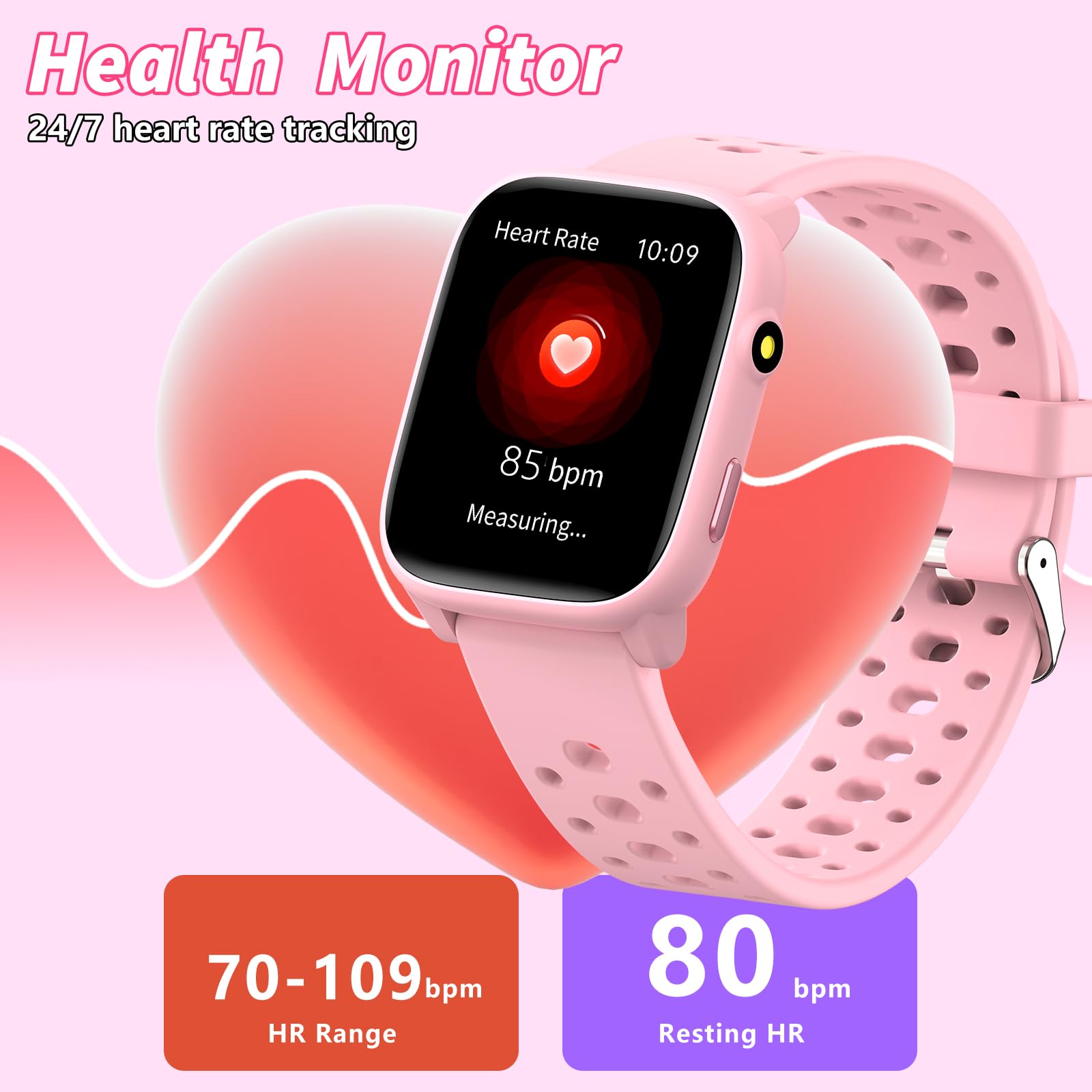 Montre connectée enfant HD 1,83" — 100+ modes sport, podomètre, 100+ cadrans