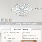 Ventilateur de plafond LED silencieux — 6 vitesses, télécommande — vue 7