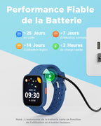 Montre connectée enfant 1,8" — podomètre, cardio, sommeil, sans appli (fille garçon)