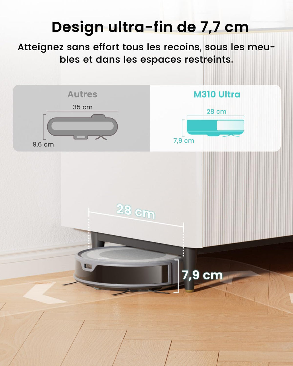Robot aspirateur 6000Pa navigation laser ToF évitement précis obstacles