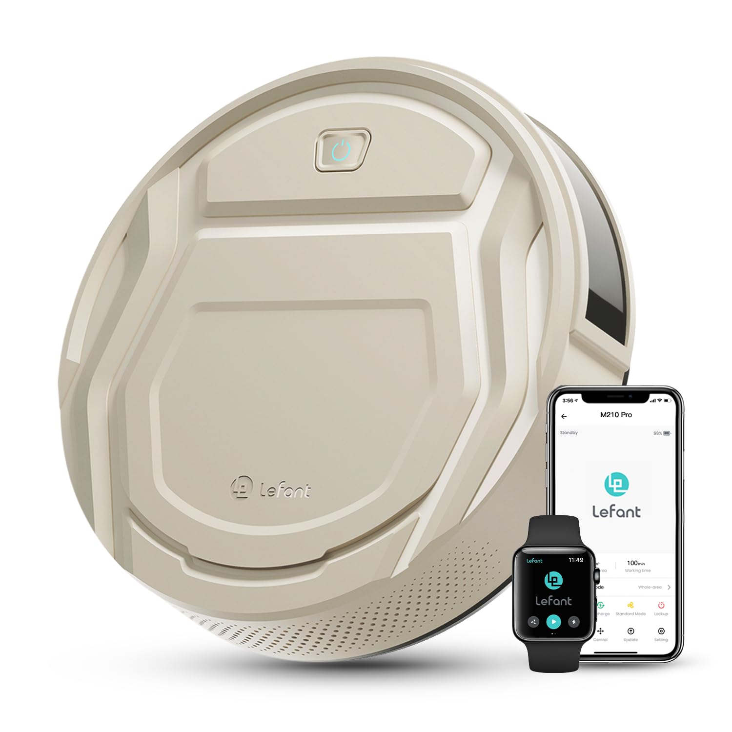 Robot aspirateur mince 2200Pa silencieux 55dB WiFi connecté app