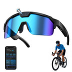 Lunettes connectées vélo caméra 8 MP — verres miroir bleus, Bluetooth