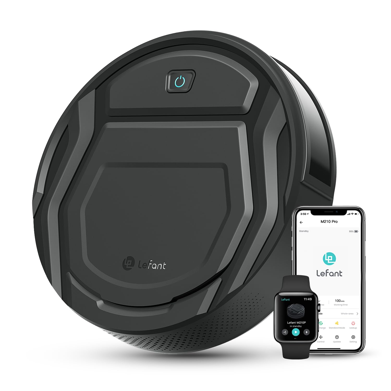 Robot aspirateur mince silencieux connecté WiFi app navigation auto