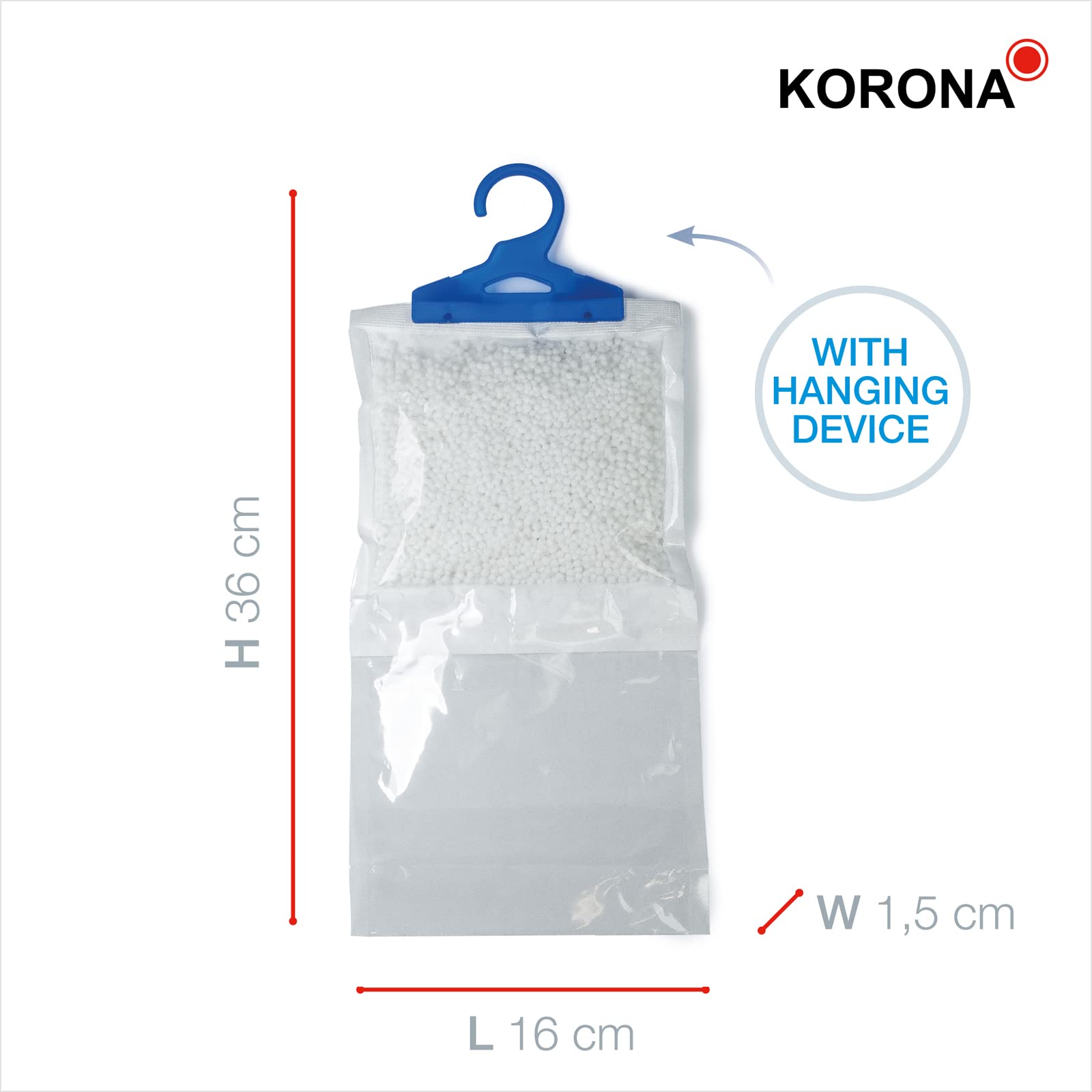 Kit 9 sacs déshumidificateurs suspendus — absorbe l'humidité, format compact 16 × 20 cm