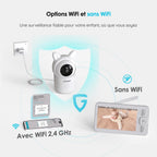 Babyphone caméra vidéo écran 4,3" — PTZ 360°, vision nocturne, audio bidirectionnel, app smartphone
