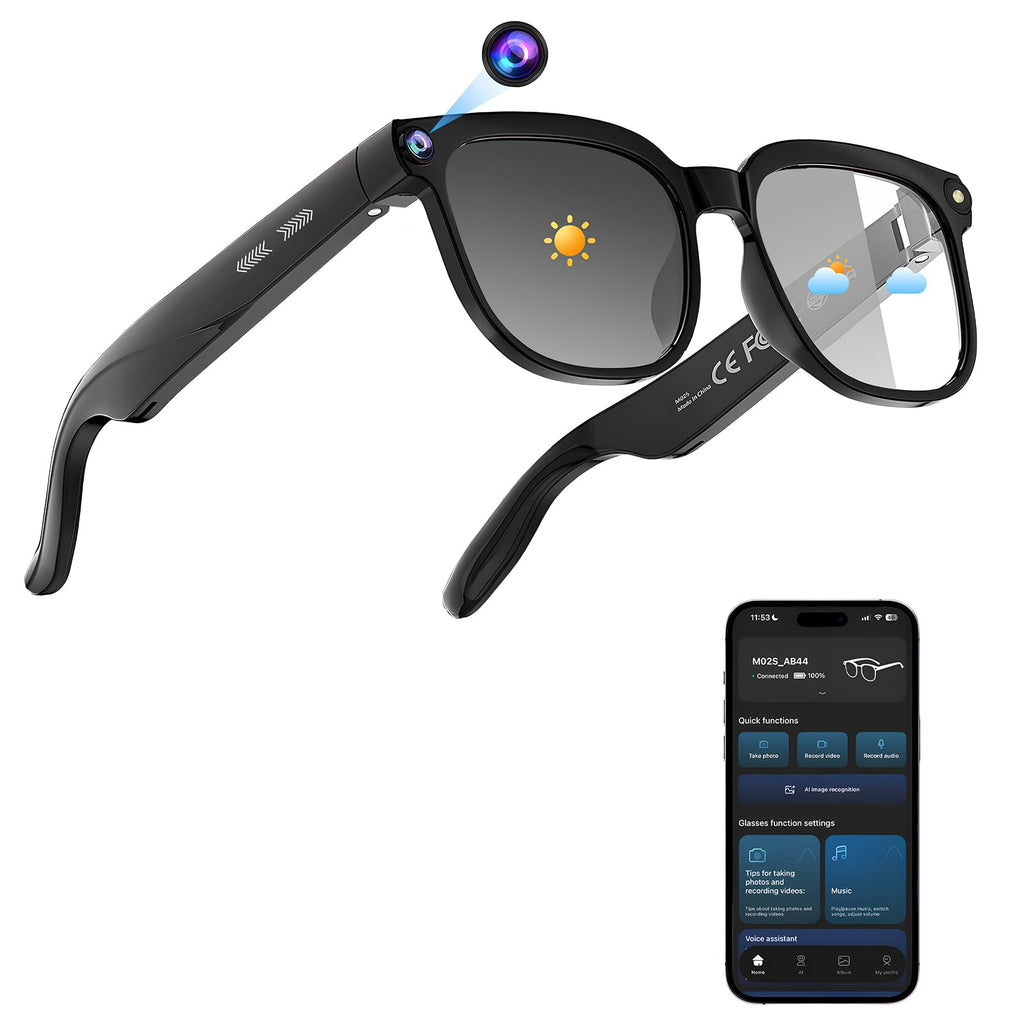 Lunettes connectées caméra 8MP 1080P traducteur IA intelligence artificielle