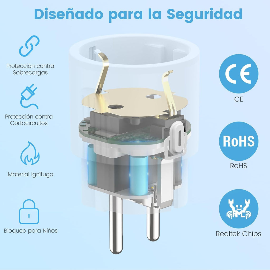 Lot 4 prises WiFi intelligentes 16A mesure courant, compatible Alexa