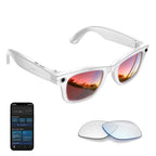 Lunettes connectées caméra 1200P 8 MP — anti-tremblement, monture blanche
