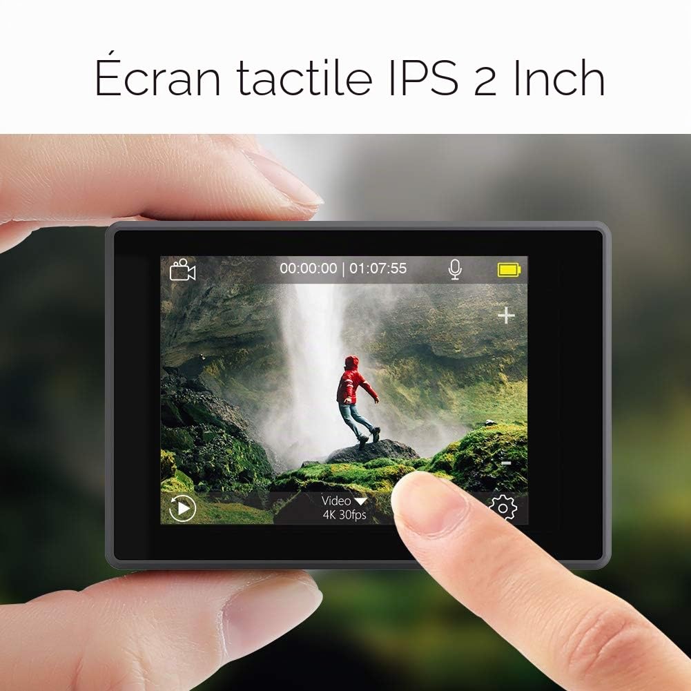 Caméra sport 4K 60fps 20MP action cam 64Go double écran V50 Elite