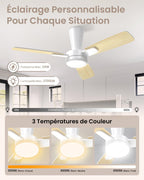 Ventilateur de plafond 106 cm avec lumière — pales clic sans outil — vue 6
