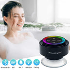 Enceinte Bluetooth de douche waterproof — ventouse, flottante, lumières RGB