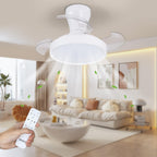 Ventilateur de plafond LED rétractable Ø55 cm — silencieux été/hiver — vue 1
