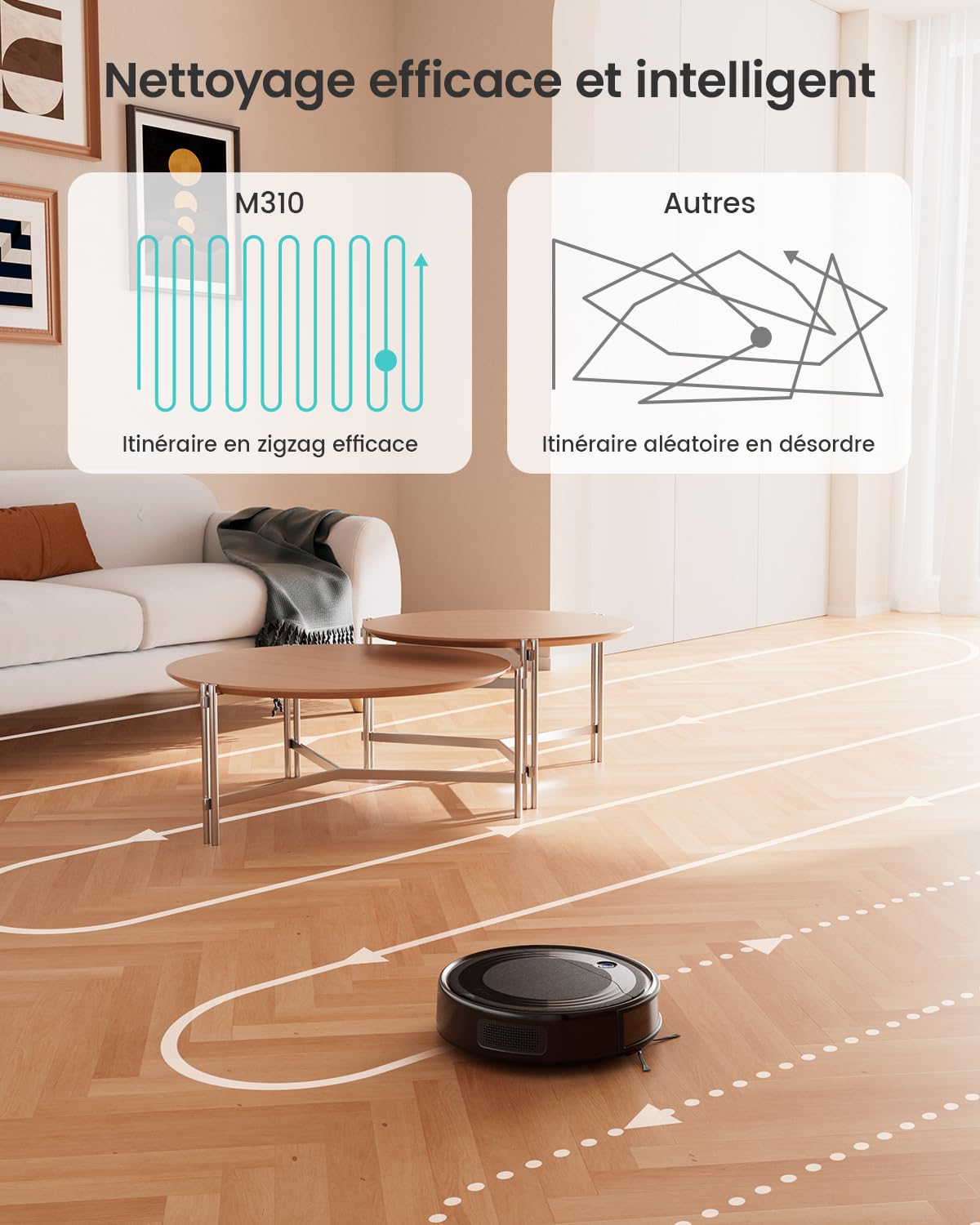 Robot aspirateur 4500Pa navigation précise 150min filtre HEPA LiDAR