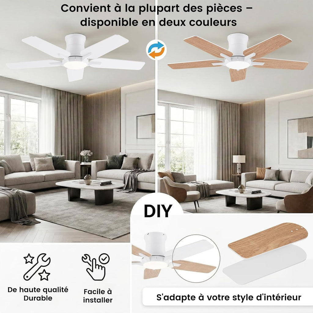 Ventilateur de plafond 122 cm LED 3 couleurs — moteur DC silencieux — vue 7