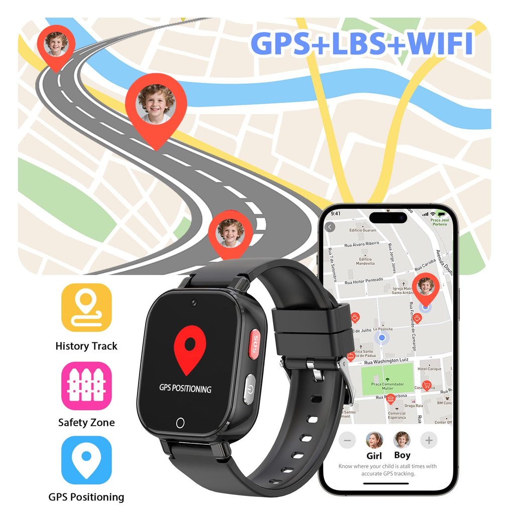 Montre connectée enfant 4G appel vidéo GPS SOS chat vocal IP68 étanche