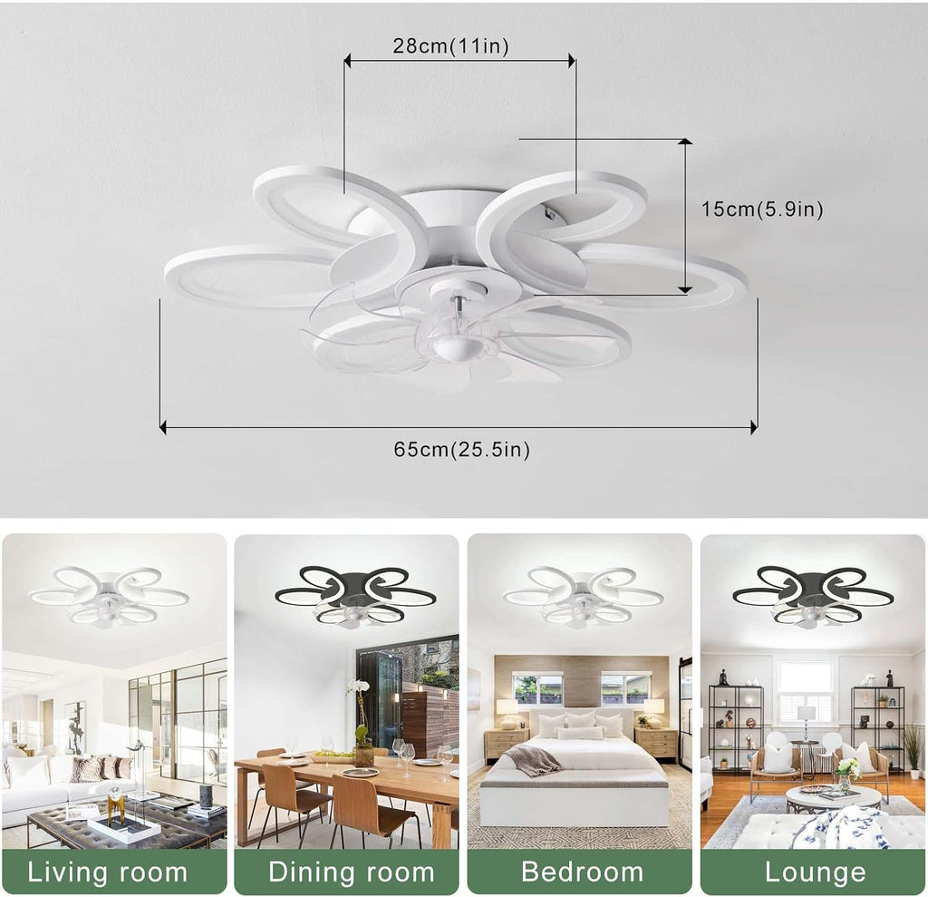 Ventilateur de plafond lustre LED Alexa — design fleurs élégant — vue 7