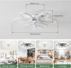 Ventilateur de plafond lustre LED Alexa — design fleurs élégant — vue 7