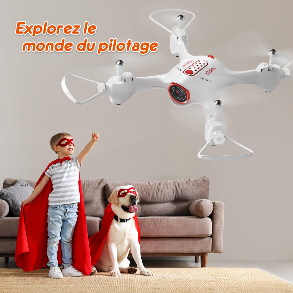 Drone débutant décollage 1 touche — transmission vidéo temps réel, cascades 3D