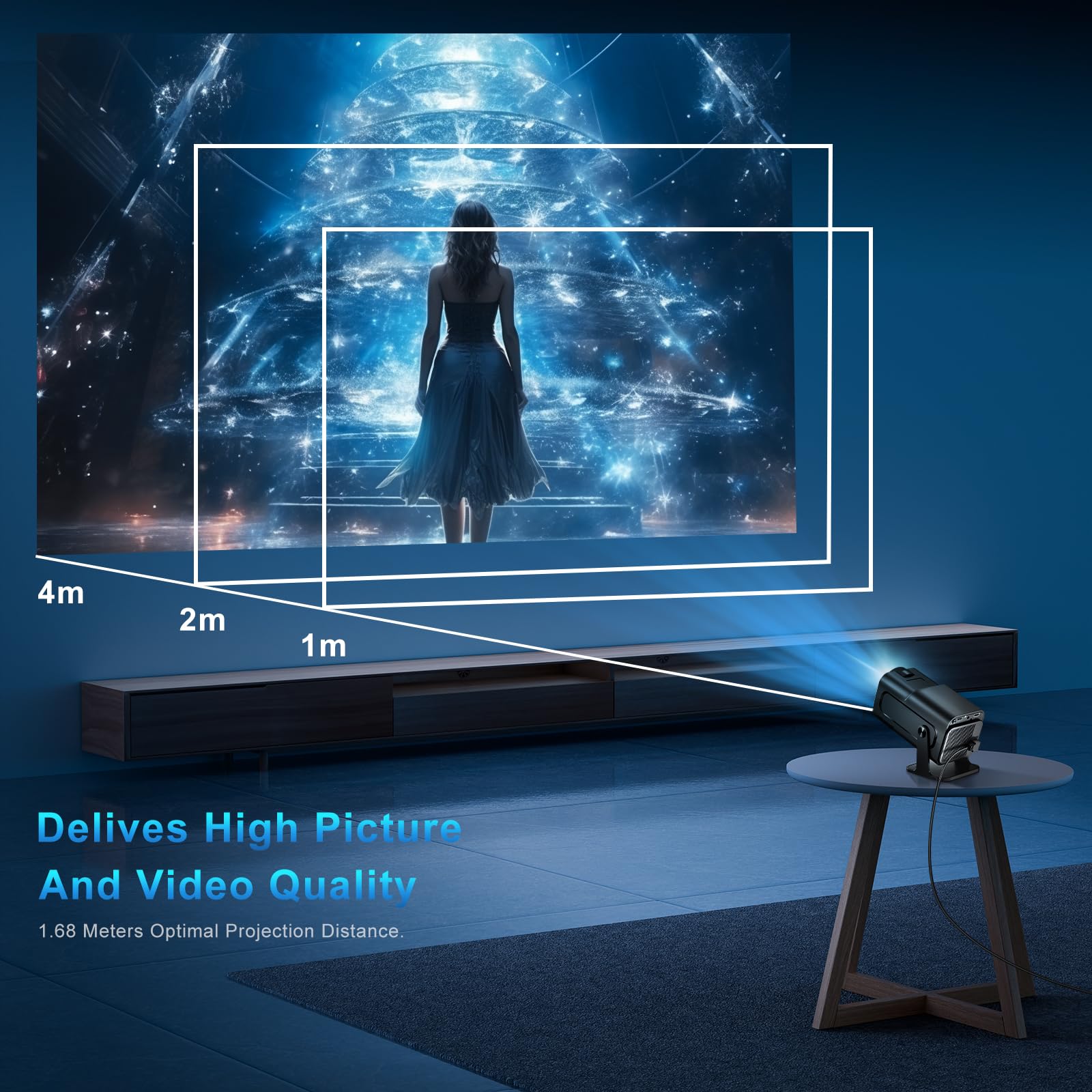 Vidéoprojecteur mini 4K FHD WiFi 6 Bluetooth 5.4 home cinéma compact