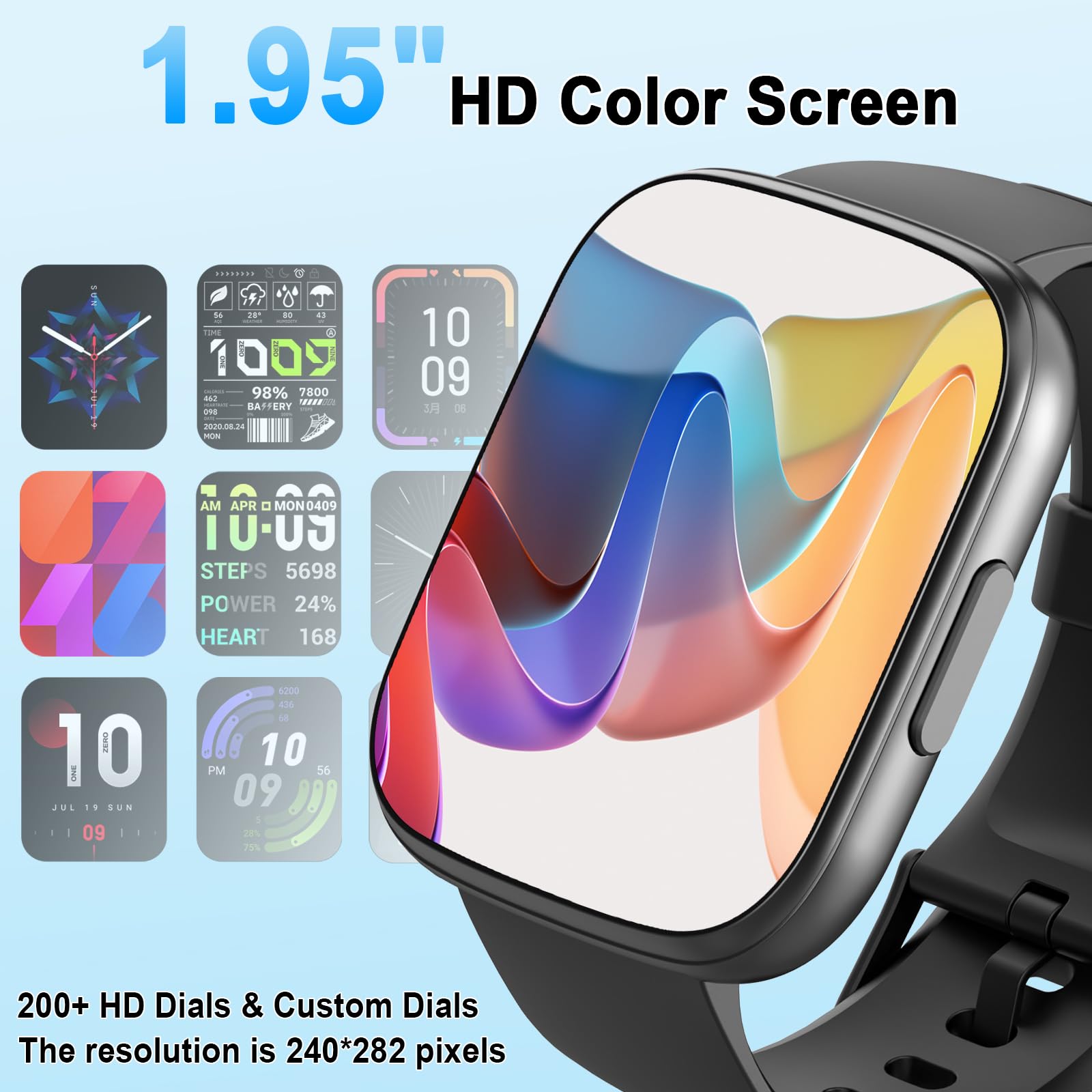 Montre connectée femme homme 1,95 pouces HD appel Bluetooth sport fitness