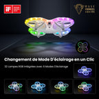 Drone caméra 1080P FPV — 32 LED RGB, flip 3D, vol circulaire, app STEM
